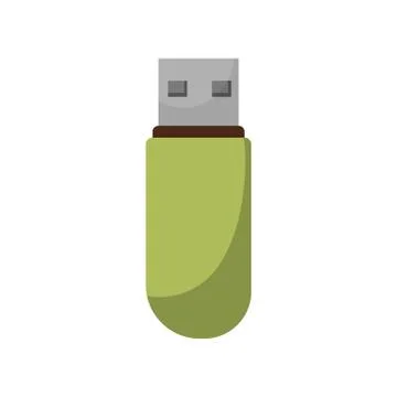 USB flash memory drive on white background. Vector illustration in trendy flat Stock Illustration