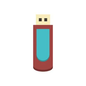 USB flash memory drive on white background. Vector illustration in trendy flat Stock Illustration