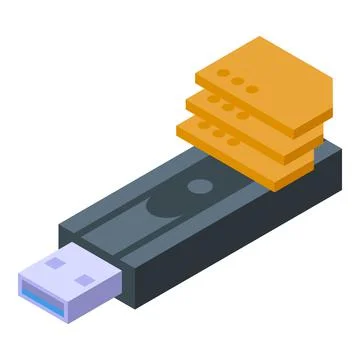 Usb flash memory icon isometric vector. Camera card 스톡 일러스트