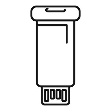 Usb flash memory icon outline vector. Machine micro size 库存插图