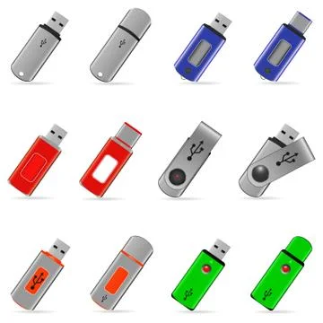 Usb flash memory icons Illustrazione stock