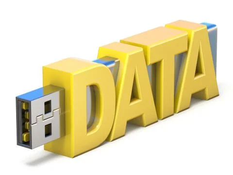 USB flash memory stick with word DATA 3D イラスト素材
