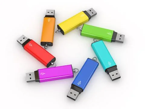 Usb flash memory on white background. 3d Stock Illustration