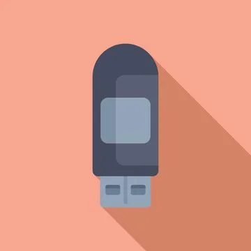 Usb flash with password icon flat vector. Phone id process Stock Illustration