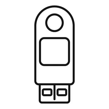 Usb flash with password icon outline vector. Phone id process Stock Illustration