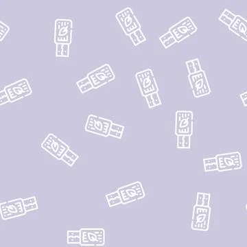 Usb flash storage chia cryptocurrency line vector seamless pattern Stock Illustration