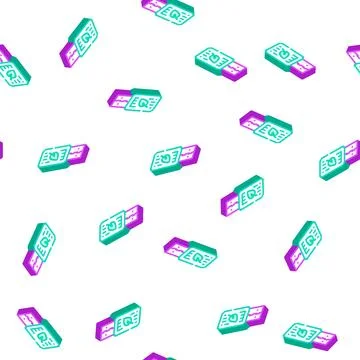 Usb flash storage chia cryptocurrency isometric icon seamless pattern Stock Illustration