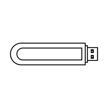 USB flash vector illustration icon outline and technology memory drive line.  Illustrazione stock