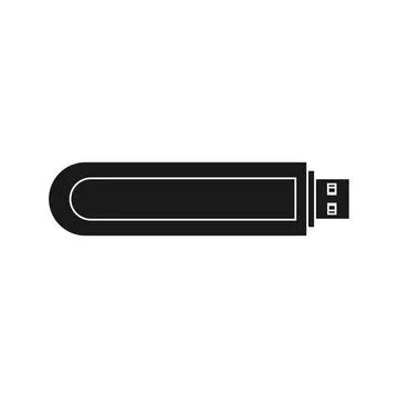 USB flash vector illustration icon solid black and technology memory drive. C Illustrazione stock