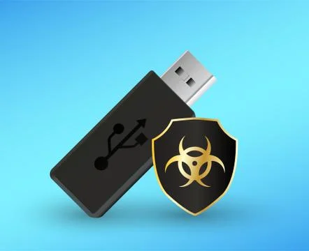 Usb flashdrive with a protection shield antivirus computer Stock Illustration