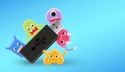 Usb flashdrive with a virus computer infected Stock Illustration
