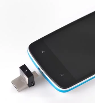 USB flashes drive 3.0 and mobile phone Stock Photos