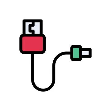 USB flat color icon Stock Illustration