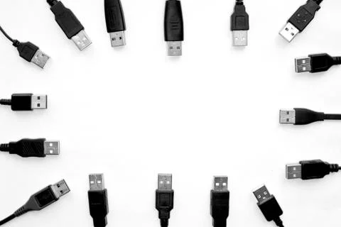 USB frames in the form of a frame. free space for text. White background Stock Photos