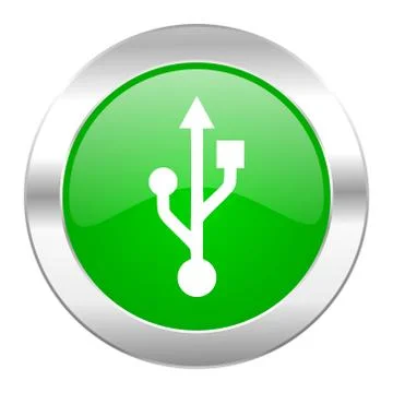 Usb green circle chrome web icon isolated. Stock Illustration
