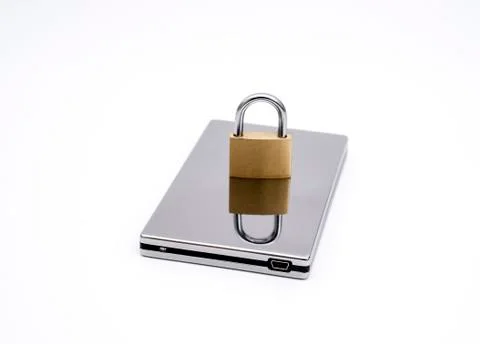 USB harddirve with padlock Stock Photos