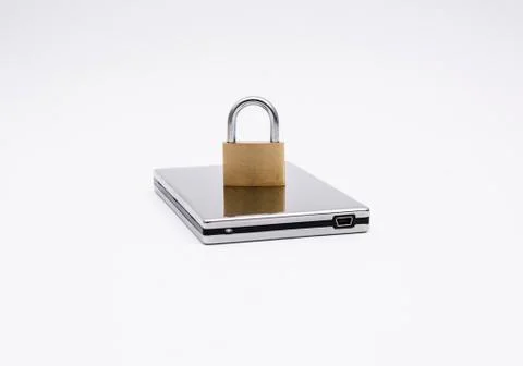 USB harddirve with padlock Stock Photos