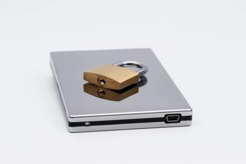 USB harddirve with padlock Stock Photos