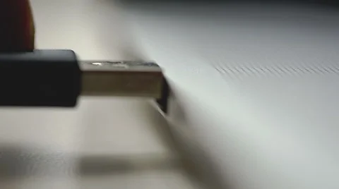 Usb hdd connected to a laptop. Macro shot Stock Footage 44388859