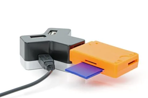 Usb-hub and card-reader Stock-Fotos