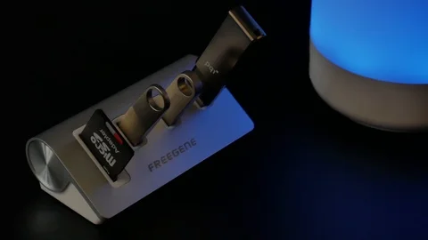 USB Hub with Flash Drives and SD Card Colored Lights Video stock 89637091