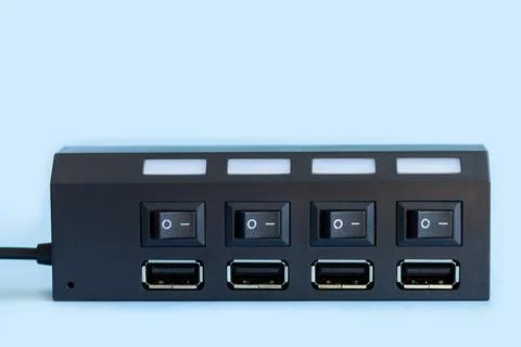 USB hub for multiple usb devices to computer port Stock Photos