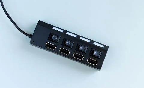 USB hub for multiple usb devices to computer port Stock Photos