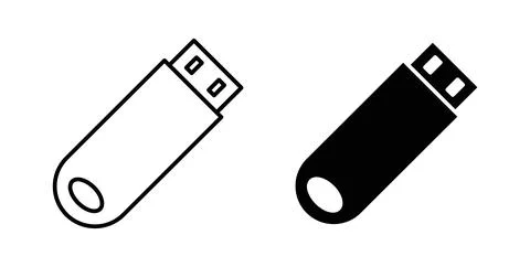 Usb icon in black and white. vector icon pack for websites Stock Illustration