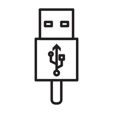 Usb icon Black line art vector logo Stock Illustration