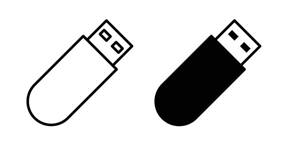 Usb icon black vector isolated on white Stock Illustration