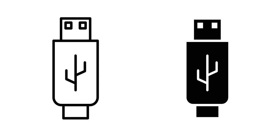 Usb icon for design projects and web UI Stock Illustration