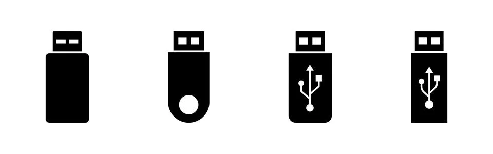 Usb icon set. Flash disk icon vector Stock Illustration