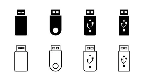 Usb icon set. Flash disk icon vector Stock Illustration