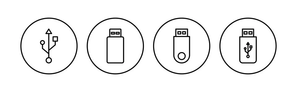Usb icon set. Flash disk icon vector Stock Illustration