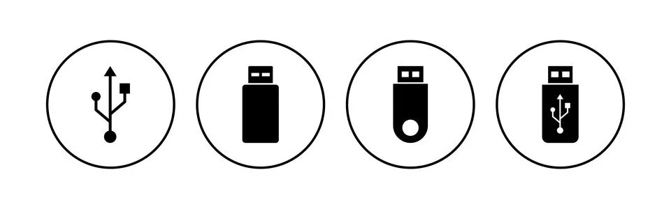 Usb icon set. Flash disk icon vector Stock Illustration