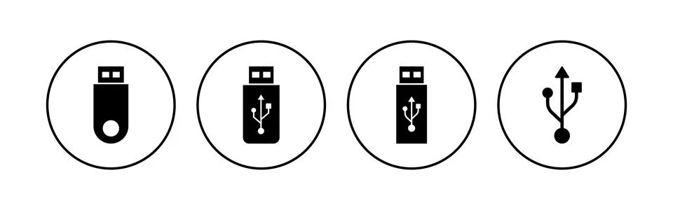 Usb icon set. Flash disk icon vector Stock Illustration