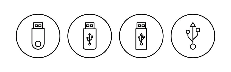 Usb icon set. Flash disk icon vector Illustrazione stock