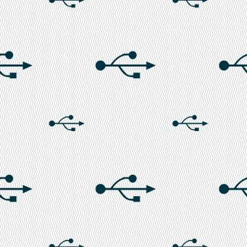 USB icon sign. Seamless pattern with geometric texture. Vector Illustrazione stock