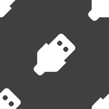 USB icon sign. Seamless pattern on a gray background. Vector Stock Illustration