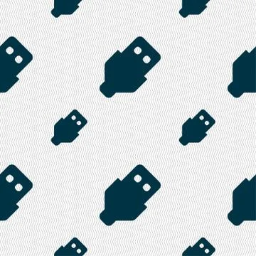 USB icon sign. Seamless pattern with geometric texture. Stock Illustration