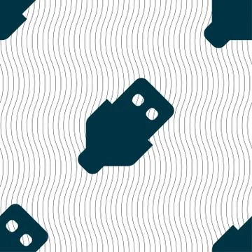 USB icon sign. Seamless pattern with geometric texture. Stock Illustration
