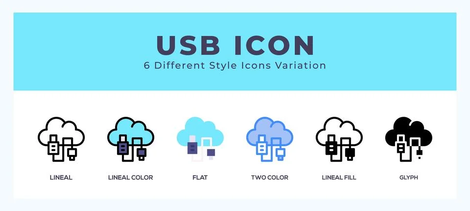 Usb icon symbol. isolated. vector illustration with different styles Stock Illustration