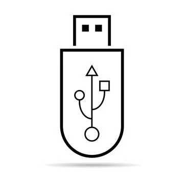 USB icon technology with shadow, connect device sign, electronic portable sym 스톡 일러스트