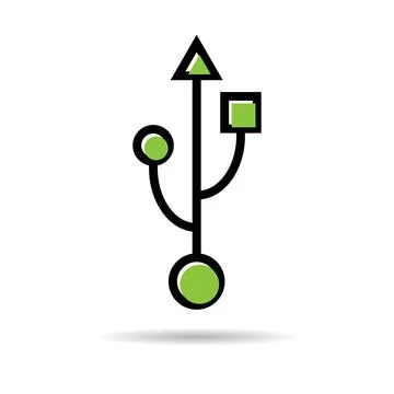 USB icon technology with shadow, connect device sign, electronic portable sym Stock Illustration