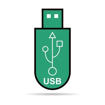 USB icon technology with shadow, connect device sign, electronic portable sym Stock Illustration