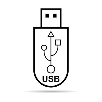 USB icon technology with shadow, connect device sign, electronic portable sym Illustrazione stock