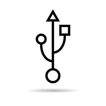 USB icon technology with shadow, connect device sign, electronic portable sym Stock Illustration