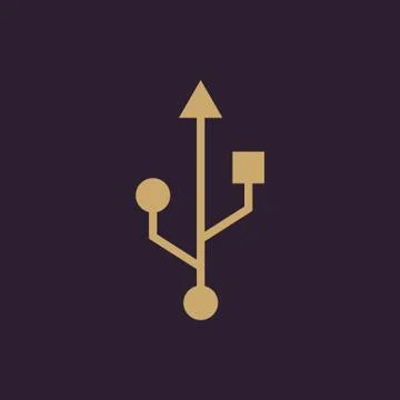 The usb icon. Transfer and connection, data, usb symbol. UI. Web. Logo. Sign Stock Illustration