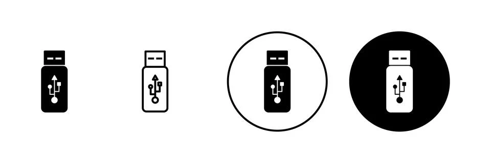 Usb icons set. Flash disk sign and symbol. flash drive sign. Stock Illustration