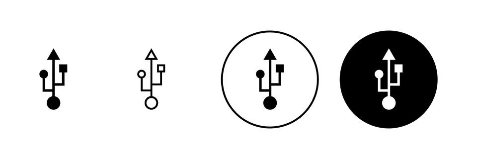 Usb icons set. Flash disk sign and symbol. flash drive sign. Stock Illustration